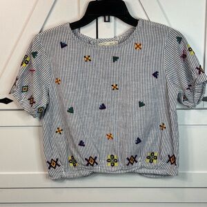 Zara Embroidered Striped Girl’s Top size L